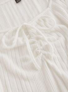 Girlism 少女连衣裙象牙色喇叭袖迷你连衣裙、节日连衣裙、白色外出连衣裙、新年连衣裙、冬季连衣裙、新年连衣裙 - 白色 - 查看 3