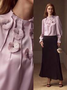 MOTF PREMIUM Applizierte geraffte Bluse