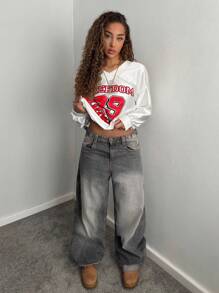 StreetHx Women's Sports Street Number Jersey Sweatshirt Pullover Fall