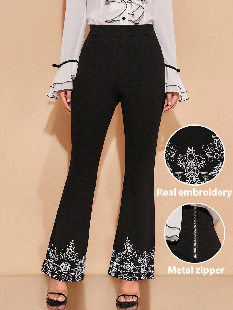Amorya Pantalones de mujer para trabajo - Blanco y Negro - Ver 1