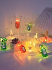 Teckwe Battery Operated Wine Bottle String Lights, Decorative Hanging Lights 10 LED Wine Bottle Indoor String Lights, Warm White Fairy Lights For Tropical Themed Wedding Bistro Bar Party Home Decor Halloween