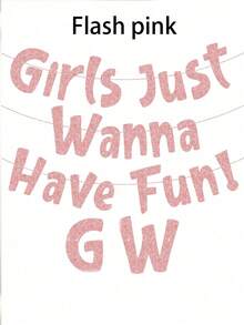 Neon-rosa Glitzer-Banner - "Einfach Spaß haben wollen" - Junggesellinnenabschied - Geburtstag - Übernachtungsparty - Pyjama-Party - Nachtausflug Dekorationen, Zubehör, Gastgeschenke und Geschenke