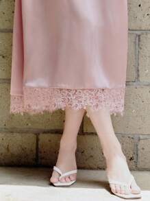 Chiquease Women's Sleeveless Lace Patchwork Decorated Mini Dress - Pink - View 5