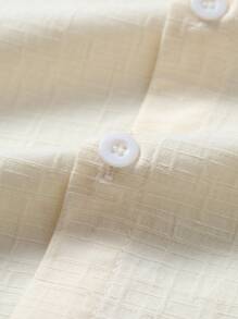 Manfinity Homme 男士夏季休闲日常通勤短袖衬衫和抽绳腰长裤套装，老款风格，舒适服装 - 杏色 - 查看 6