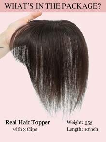 9 AM Hair 10英寸女士假发片，真人发假发片，适合头发稀疏的女士，带刘海的真人发假发片，夹式接发 - S2 - 查看 4