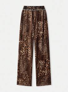 SHEIN Unity Pantalon taille haute stretch imprimé léopard avec bordure contrastée - Multicolore - Voir 6