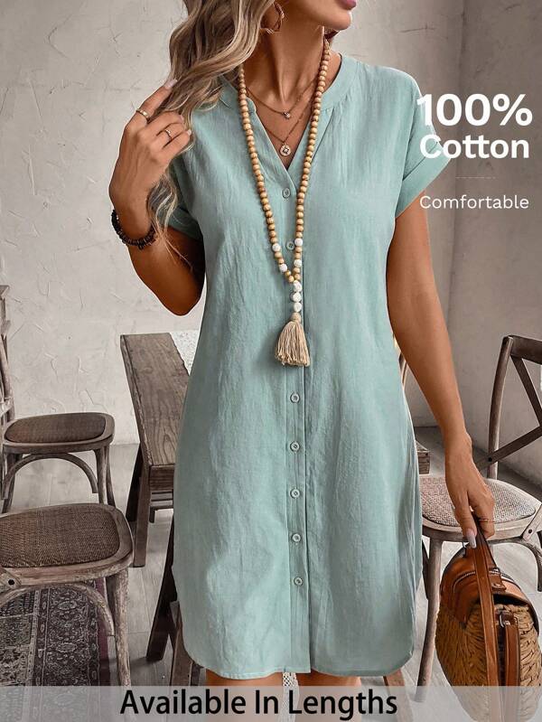 SHEIN Tall CURVE Einfarbiges Minimalisten Lässig Kurzarm Kleid in Große Größen