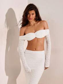 Opulessa Textured Sequin Fabric Off Shoulder Long Sleeve Top And Fish Tail Skirt Sexy Party 2 Pieces Set For Women White Two Piece Set Lace Two Piece Set White Lace Two Piece Set Cream Two Piece Set Off The Shoulder Two Piece Set White Lace Two Piece Outfit Off Shoulder Two Piece Set Autumn Beautiful Dress,Off The Shoulder - Black - View 6