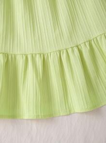 INAWLY Váy mini trơn màu tối giản dây nhún bèo dành cho nữ, thích hợp mặc thường ngày/dạo phố mùa hè - màu xanh lá - Xem 6