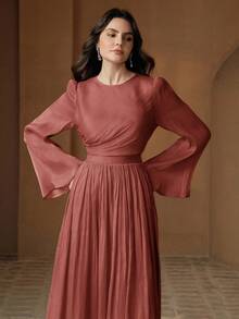 Anewsta Women's Long Sleeve Dress, Elegant & Versatile For Commuting, Spring & Autumn - Redwood - View 6