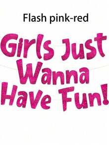 Neon-rosa Glitzer-Banner - "Einfach Spaß haben wollen" - Junggesellinnenabschied - Geburtstag - Übernachtungsparty - Pyjama-Party - Nachtausflug Dekorationen, Zubehör, Gastgeschenke und Geschenke