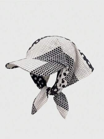 Kawaii 1pc Black & White Polka Dot Octagonal Hat, Vintage Style Beret Cap, Painter Hat For Women, Spring/Summer (Polka Dot Pattern Random)