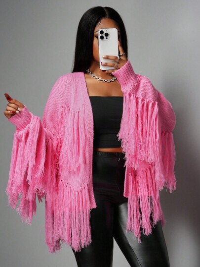 Slaydiva 2025 خريف/شتاء أنماط الشارع الجديدة، ملابس عادية لمهرجان الموسيقى والعطلات للنساء، مقاسات كبيرة، العودة إلى المدرسة، هالوين، حزب البانك والارتداء اليومي، بدلة ضيقة بلون وردي فاتح مع كاردجان مزين بالشراريب