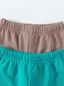SHEIN 4 件套女童休闲百搭通勤纯色字母卫衣套装，适合日常穿着、外出、上学和任何场合 - 彩色 - 查看 5