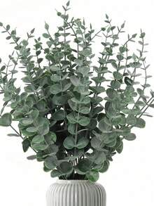 SHEIN 5/10/30/50 sztuk łodyg eukaliptusa, sztuczne rośliny, sztuczne gałązki eukaliptusa, sztuczne łodygi eukaliptusa, bukiety ślubne, kompozycje kwiatowe do domu, jesienne dekoracje wiejskie, walentynki, prezenty na Dzień Matki, prezenty z okazji ukończenia szkoły