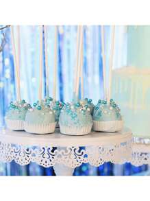 1 pieza Soporte de pastel con decoración de encaje blanco, Juego de soportes de pastel de metal, para exhibir bandejas de postres y cupcakes, adecuado para cumpleaños, fiestas, bodas, celebraciones - Multicolor - Ver 4