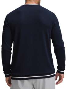 Hugo Boss Men's Casual Letter Pattern Round Neck Long Sleeve Loose Fit Sweatshirt - 403 Dark Blue - View 2