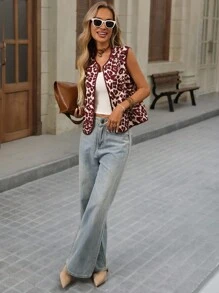 Brillora 秋冬约会装，复古豹纹休闲西装外套，适合秋冬户外度假，常规西装外套，适合夏季海滩度假，校服，非常简单，女士乡村服装，办公室着装，老派服装，教师着装，约会着装，毕业季，女士夹克 - 酒紅色 - 查看 6