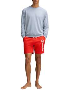 Champion Men's Casual Letter Print Beach Shorts - Red - View 3