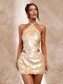 SHEIN BAE 女士性感亮片露背吊带上衣，夏季