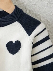SHEIN Macacão Clássico Azul e Branco de Contraste para Bebê Menino, Confortável, Quente e Macio, Tricotado em Lã, Outono/Inverno - Multicolorido - Visão 3