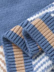 SHEIN 毛衣套装，可爱小马提花套头毛衣+新生儿连脚裤，2件套时尚休闲男婴针织套装，男婴小马毛衣套装，针织两件套，男婴两件套服装，男婴冬季服装，男婴秋季服装，男婴秋季套装