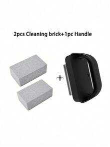 SHEIN 3 件装烤架清洁砖，带耐热手柄，浮石烤盘清洁石，可切割的多功能污渍和油污清洁刷，去除烧烤、游泳池、水槽的污渍，适用于炉灶、水槽、餐具、煎锅、烧烤网清洁、厨房、浴室、家居、家庭用品圣诞节节日礼物赠送，1 件 - 彩色 - 查看 4