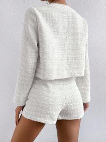 Chiquease Button Front Jacket & Shorts Fall Cloth For Women