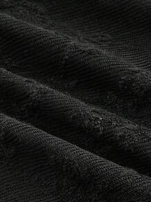 SHEIN MOD 大码女式黑色文胸罩杯褶皱方领喇叭袖T恤 - 黑色 - 查看 4