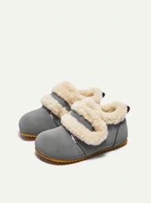 秋冬加厚复古休闲舒适儿童/宝宝平底鞋 - 灰色 - 查看 2