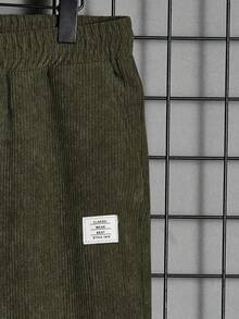 Manfinity VCAY Bộ 2 món áo và quần dài tay tối giản cài nút phía trước màu trơn dành cho nam, trang phục mùa thu, trang phục ấm áp - xanh quân đội - Xem 10