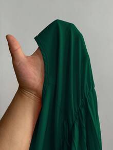 Elenzga Váy dự tiệc cưới thanh lịch lãng mạn cỡ lớn dành cho nữ, cổ yếm, thắt eo, xếp ly - Màu xanh lá cây đậm - Xem 6