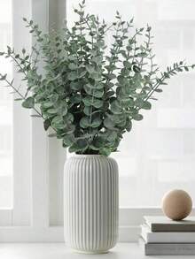 SHEIN 5/10/30/50 sztuk łodyg eukaliptusa, sztuczne rośliny, sztuczne gałązki eukaliptusa, sztuczne łodygi eukaliptusa, bukiety ślubne, kompozycje kwiatowe do domu, jesienne dekoracje wiejskie, walentynki, prezenty na Dzień Matki, prezenty z okazji ukończenia szkoły