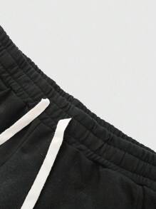 ROMWE MEN Casual Conjunto de camisetas para hombre, diseño americano de calle con efecto cebra, estampado gráfico en inglés, conjunto de manga corta - Gris - Ver 7