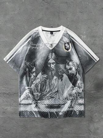 Prep T-shirt de hockey sur glace à manches courtes avec imprimé vintage de style Renaissance pour hommes, t-shirt de sport pour l'été