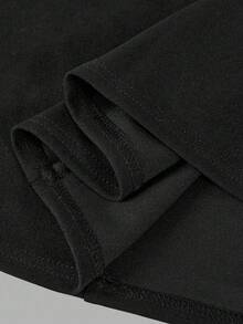 SHEIN Tween Girls' Fashionable & Elegant Off Shoulder Ruffle Hem Short Dress - Black and White - View 4