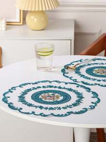 1/4pcs Polyester Embroidered Placemats For Kitchen, Dining Room, Table Decoration, Heat Insulation, Anti-Scratch, Anti-Dust, Suitable For Wedding, Party, Gift, Birthday, Christmas - White - View 10