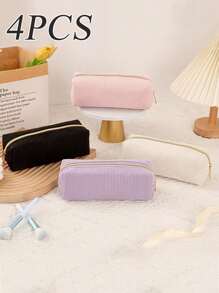 1个大容量灯芯绒笔袋，简约纯色灯芯绒文具收纳盒，桌面文具收纳盒，学生必备文具收纳用品。返校季 - 彩色 - 查看 1