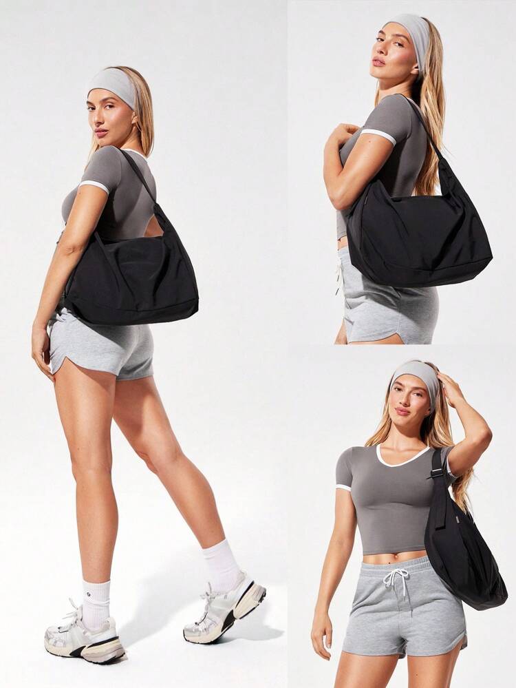 17L Unadjustable Textured Water-Resistant Shoulder Bag  Spring Summer