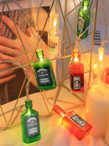 Teckwe Battery Operated Wine Bottle String Lights, Decorative Hanging Lights 10 LED Wine Bottle Indoor String Lights, Warm White Fairy Lights For Tropical Themed Wedding Bistro Bar Party Home Decor Halloween