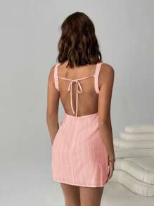 Easelle 女士度假休闲系带露背无袖迷你连衣裙