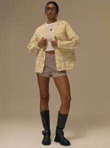 MUSERA Cárdigan de punto sobredimensionado con cuello en V y botones, estilo lindo de calle, festival, granja, país, vintage, otoño, invierno, Navidad