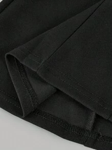 SHEIN 年轻女孩对比色蝴蝶结露肩镂空迷你连衣裙，黑色，返校节连衣裙，秋季连衣裙，返校节连衣裙，对比色蝴蝶结，拼接设计，无袖迷你连衣裙 - 黑與白 - 查看 6