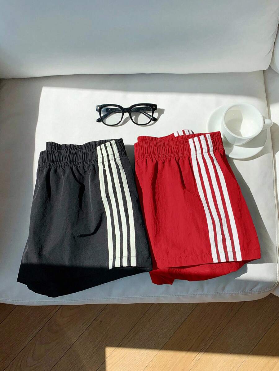 Comfortcana Lightweight Woven Fabric Women's Mini Track Shorts For Everyday Casual Style Training Shorts - Red - View 1