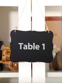 SHEIN 1PC Vintage Double Sided Wooden Hanging Chalkboard Sign Blackboard For Kitchen Wedding Decor Message Board Pet Tags Playroom Rustic Home Sign Small Hanging Board Farmhouse Decor