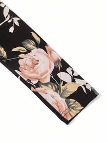 Gownix Women's Elegant Black Floral Jumpsuit,V-Neck Long Sleeve Wide Leg Pants,Spring And Summer Dining Wear,Commuting Autumn/Winter Teacher Outfits - Multicolor - View 4