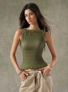 LYSMO Camiseta de mujer plisada elástica estilo bohemio, nueva llegada 2025