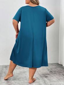 SHEIN CURVE+ Curve Plus 红色心形印花长裙，情人节 - 綠色 - 查看 2