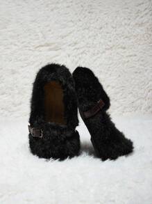 Herbst/Winter Trendige, vielseitige, süße & lustige Plüschfutter warme Mädchen Kleinkind/Baby Flache Sandalen