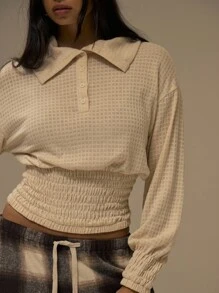 MUSERA Áo tay dài cổ rộng, thắt eo, kiểu dáng dễ thương, ấm áp, thường ngày, phong cách đường phố, lễ hội, đồng quê, cổ điển, mùa thu, nông trại, mùa hè, mùa xuân, ngày lễ. - Kem - Xem 2